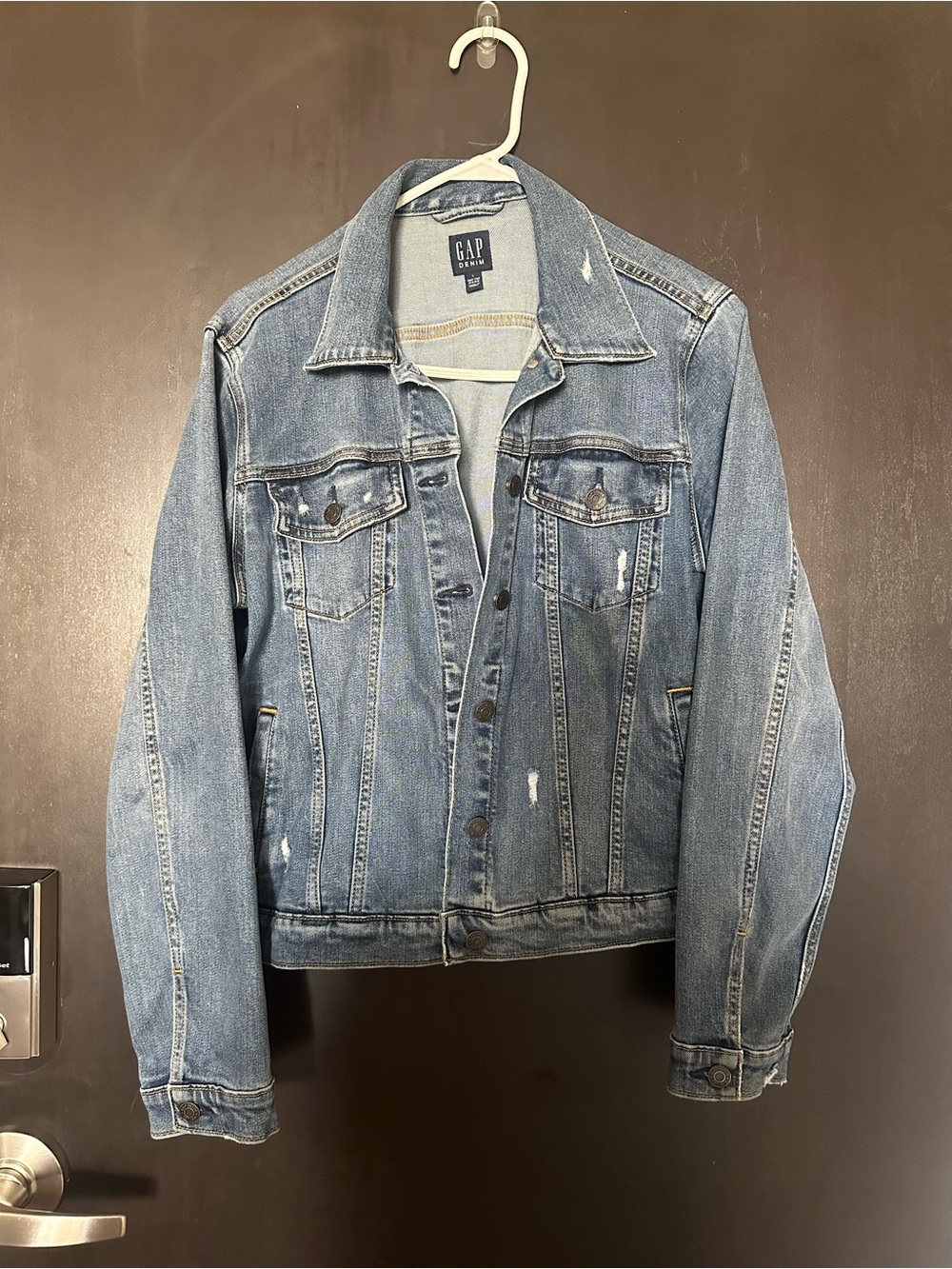 GAP Stretchy Distressed Denim Jean Jacket